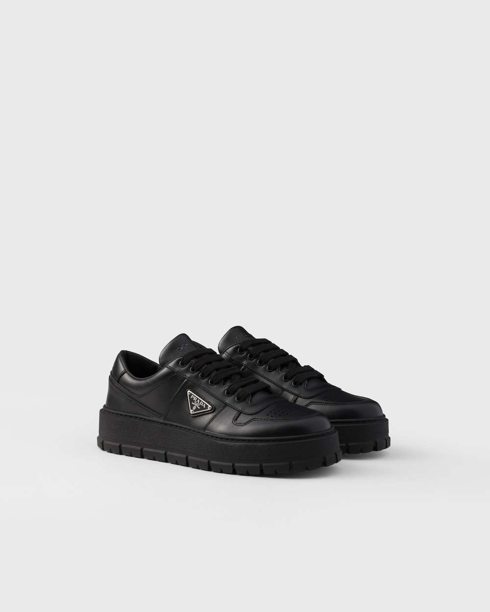 prada プラットフォームブローグシューズ27箱注文書付き PRADA ブラッシュドレザー ローファー 1D185O チャンキー *SALE (PRADA