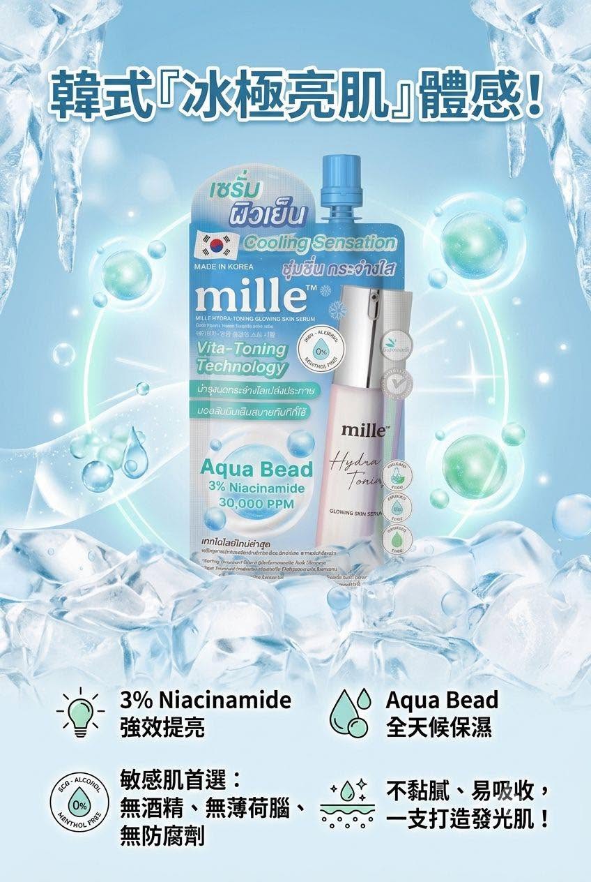 Mille 水感透亮精華 – 韓系冰感亮肌