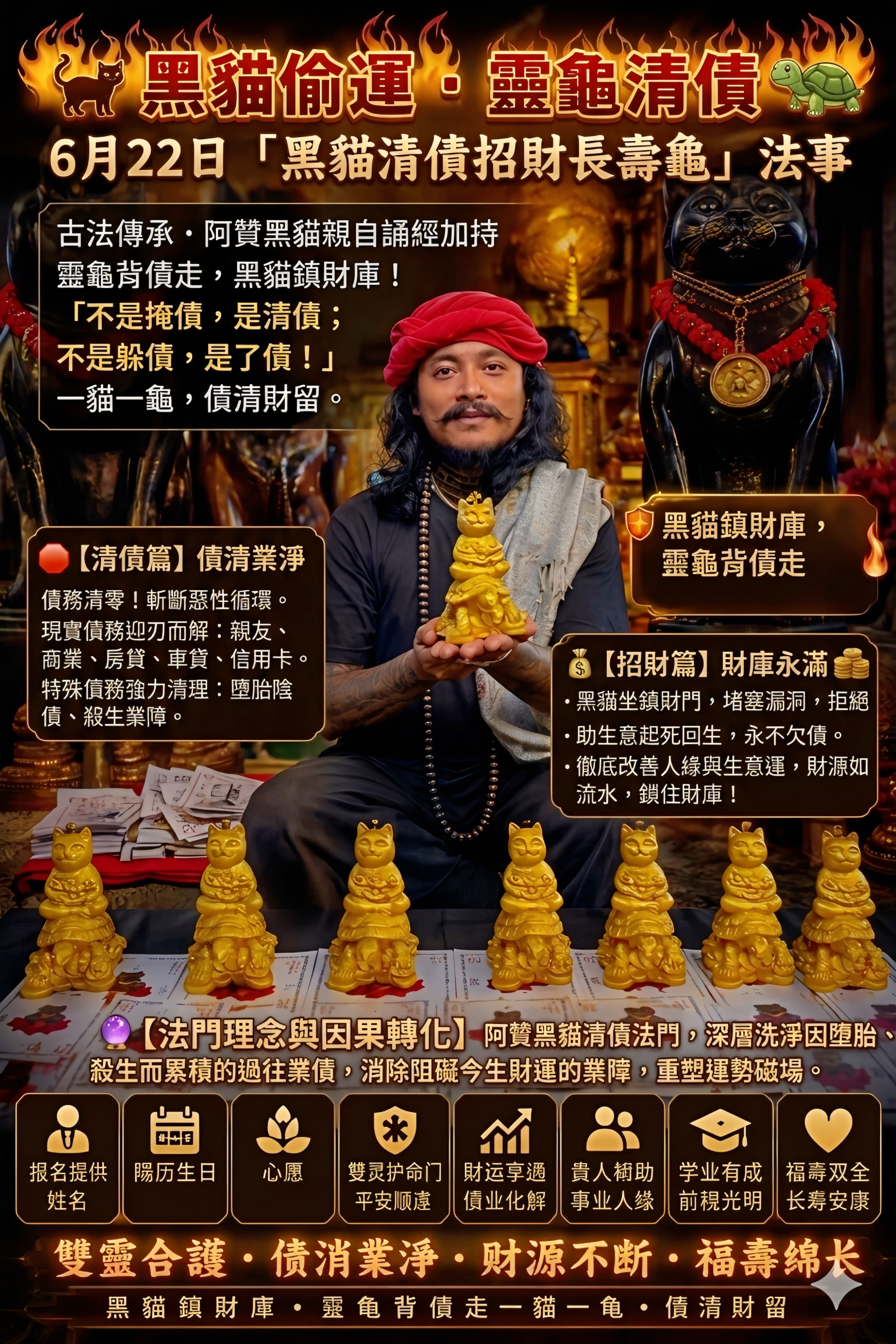阿贊黑貓 · 黑貓清債招財龜  《法蠟許願法會》