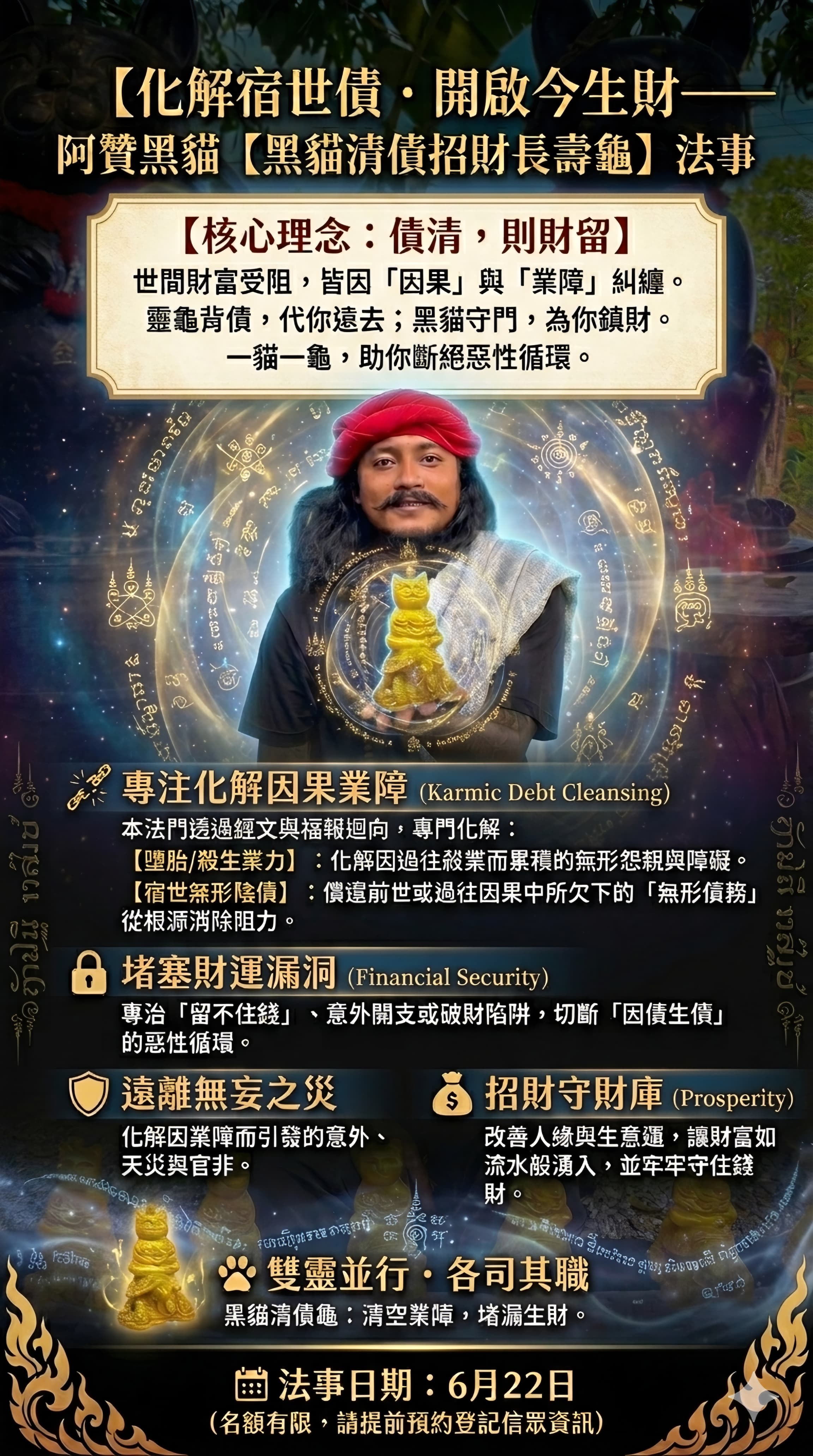 阿贊黑貓 · 黑貓清債招財龜  《法蠟許願法會》