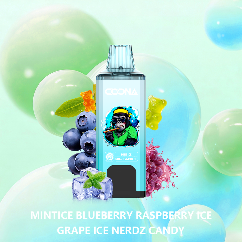 COONA 120000パフ 8in1使い捨てVAPE - MINTICE & BLUEBERRY RASPBERRY ICE & GRAPE ICE & NERDZ CANDY
