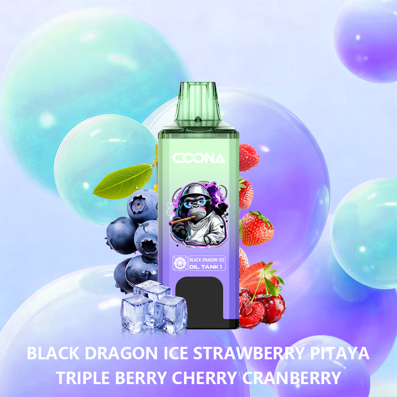 COONA 120000パフ 8in1使い捨てVAPE - BLACK DRAGON ICE & STRAWBERRY PITAYA & TRIPLE BERRY & CHERRY CRANBERRY