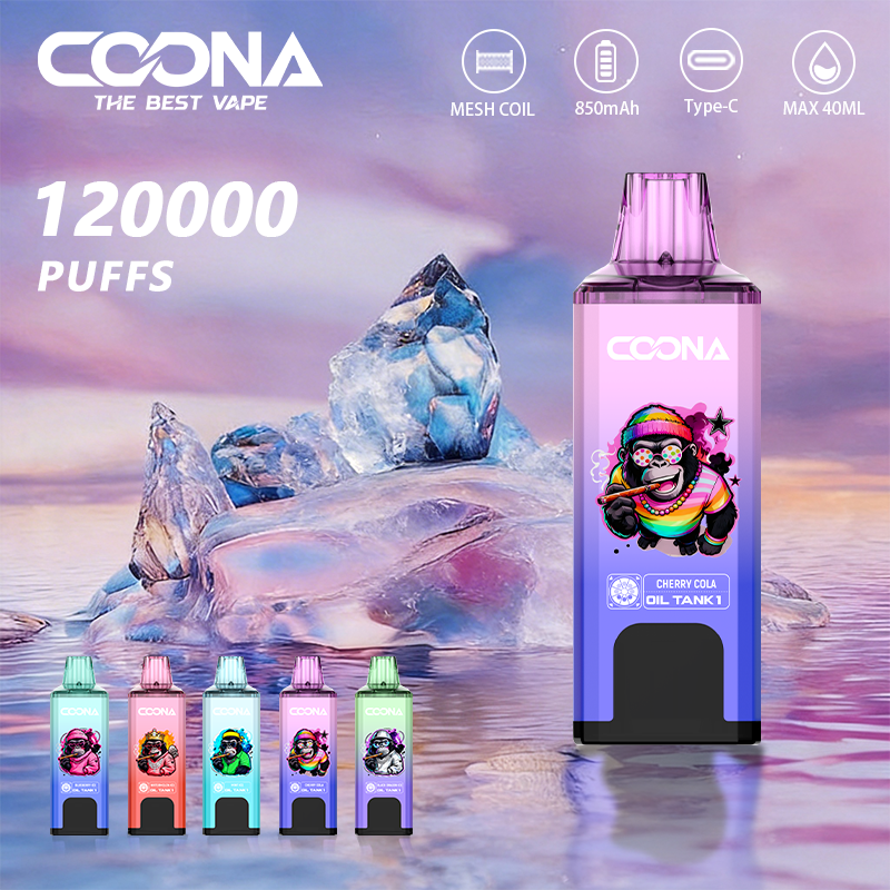 COONA 120000パフ 8in1使い捨てVAPE - CHERRY COLA & BLUEBERRY CHERRY & CRANBERRY & STRAWBERRY RASPBERRY