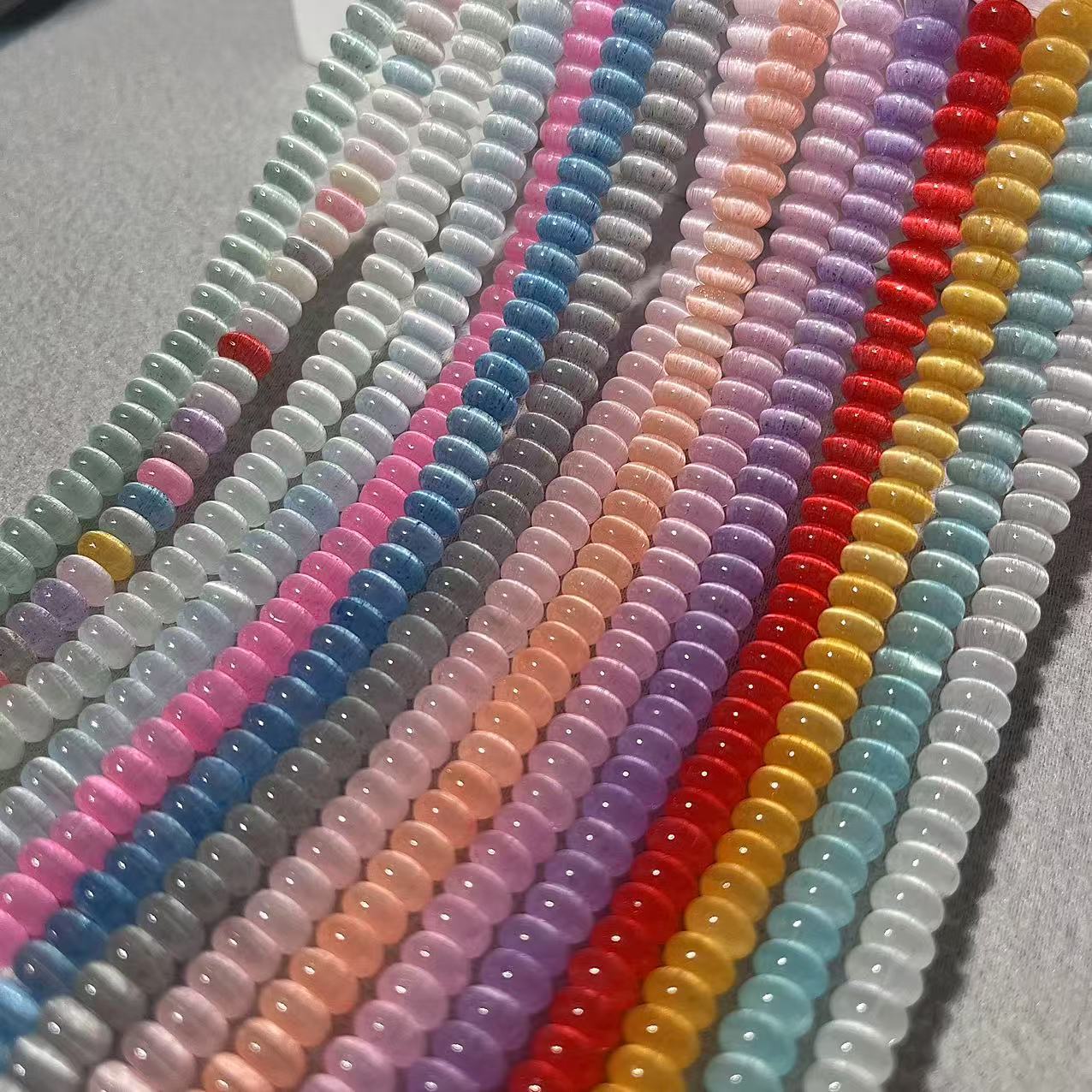 Colorful Dopamine Cat's Eye Abacus Beads, 3x6mm Flat Round Spacer Beads for DIY Jewelry Making, approx. 120pcs/strand