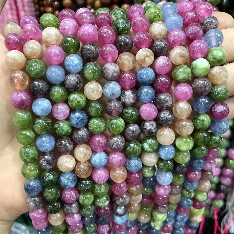 Wholesale Multicolor Tourmaline Agate Round Beads, Natural Loose Gemstone Spacer Beads for DIY Bracelet Necklace Jewelry Making, 4/6/8/10mm