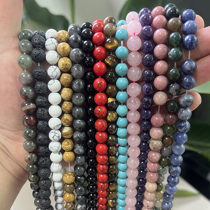 Wholesale Natural Stone Beads, Mixed Gemstone Round Loose Beads, Spacer Beads for DIY Bracelet Necklace Jewelry Making, 4/6/8/10mm