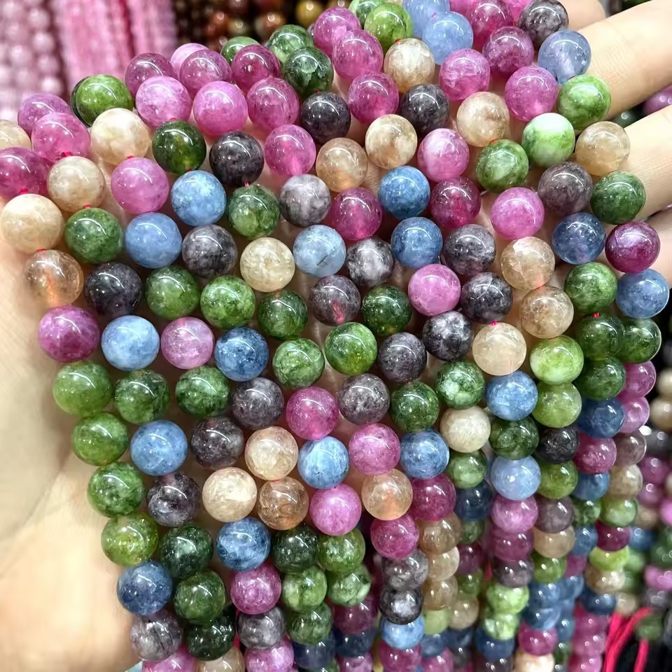 Wholesale Multicolor Tourmaline Agate Round Beads, Natural Loose Gemstone Spacer Beads for DIY Bracelet Necklace Jewelry Making, 4/6/8/10mm