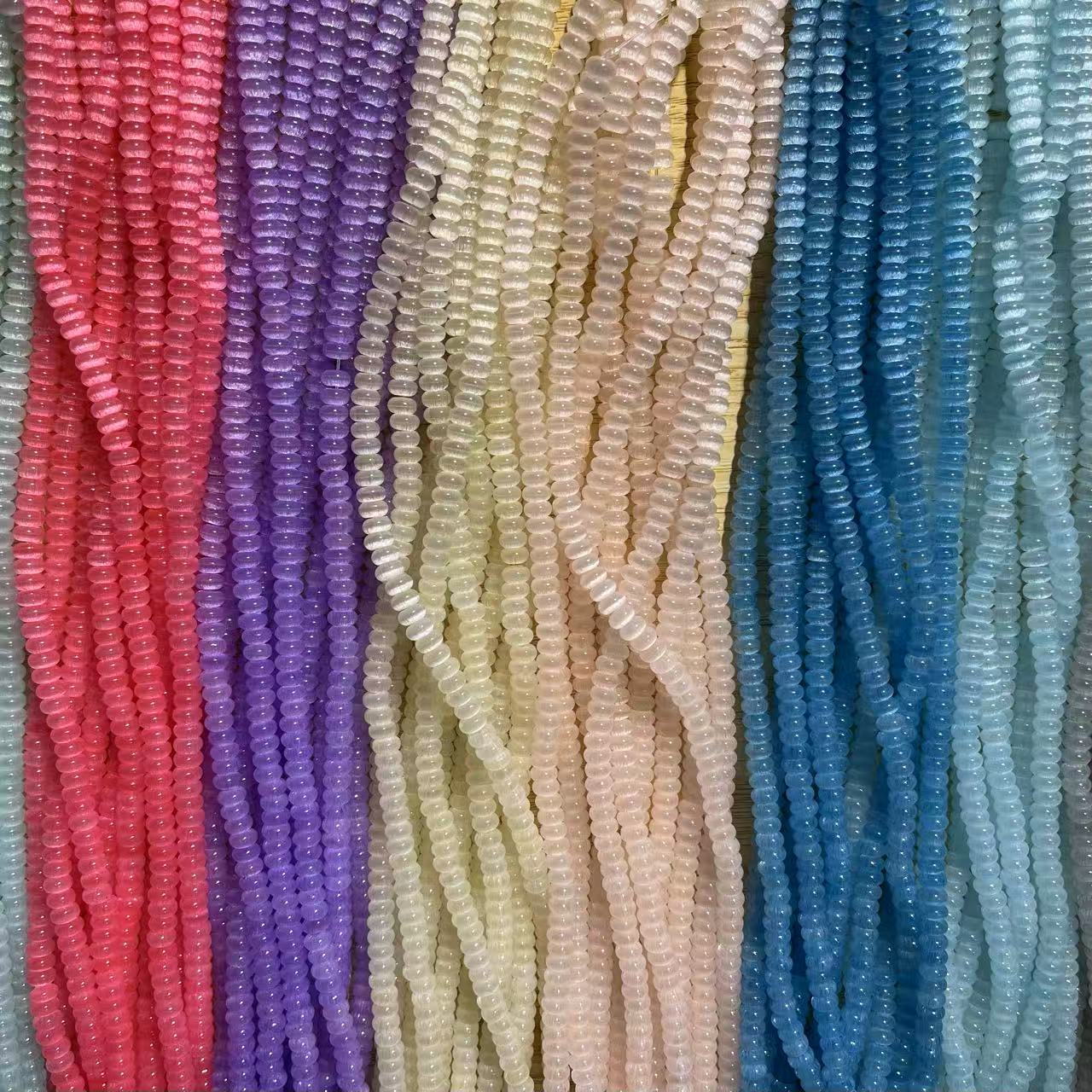Colorful Dopamine Cat's Eye Abacus Beads, 3x6mm Flat Round Spacer Beads for DIY Jewelry Making, approx. 120pcs/strand