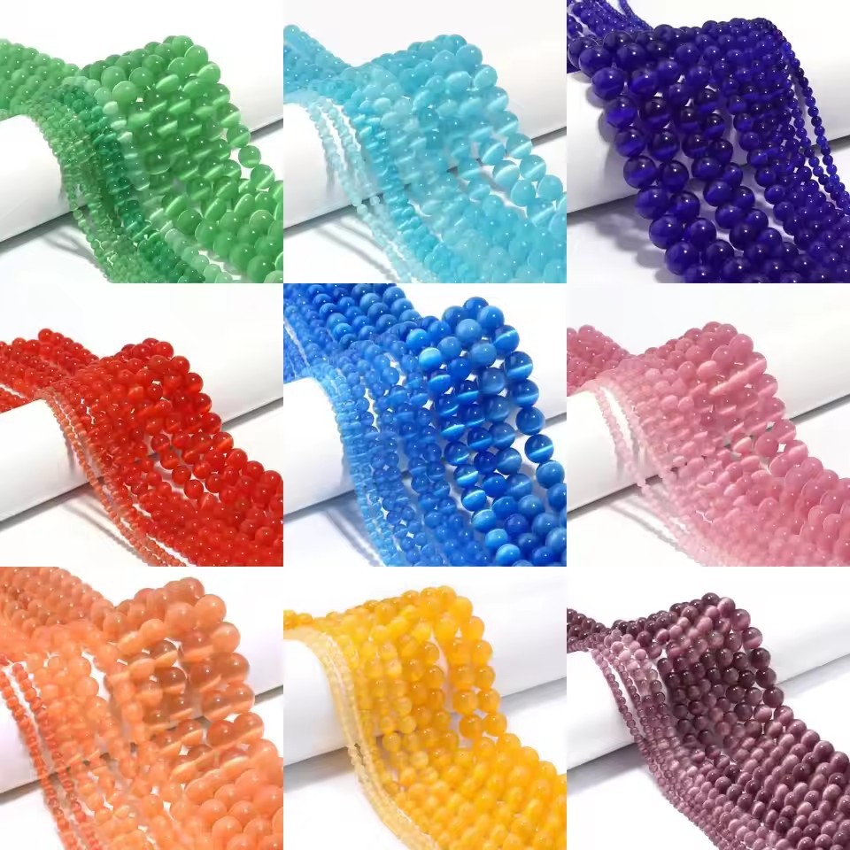 Colorful Cat's Eye Round Beads, Loose Spacer Beads for DIY Bracelet Necklace Jewelry Making, 4/6/8/10mm Sizes Available