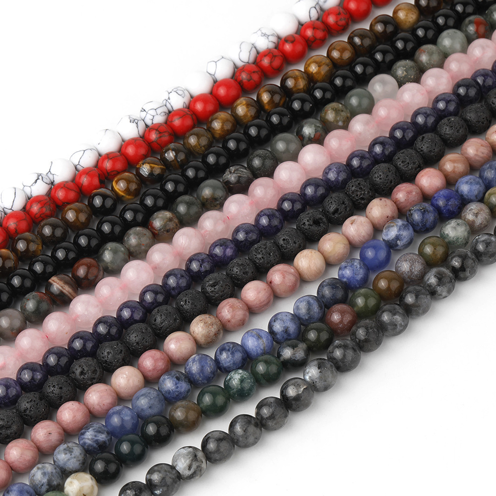 Wholesale Natural Stone Beads, Mixed Gemstone Round Loose Beads, Spacer Beads for DIY Bracelet Necklace Jewelry Making, 4/6/8/10mm