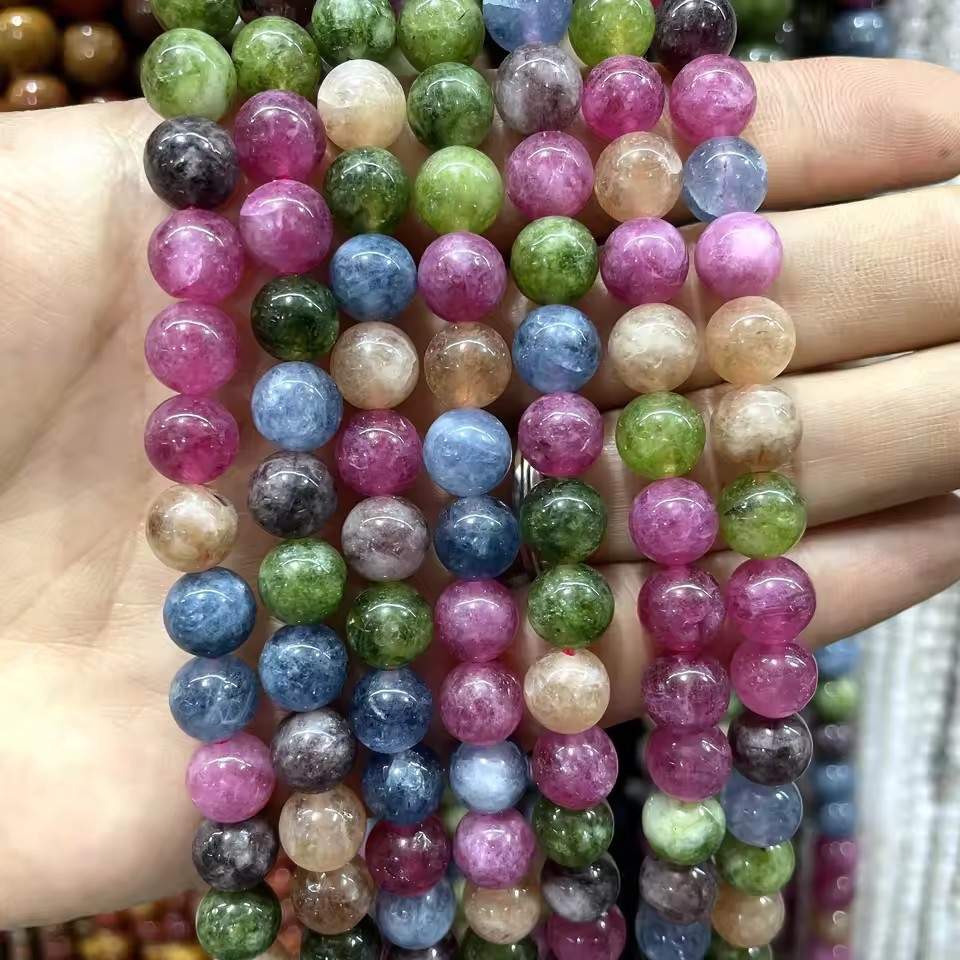 Wholesale Multicolor Tourmaline Agate Round Beads, Natural Loose Gemstone Spacer Beads for DIY Bracelet Necklace Jewelry Making, 4/6/8/10mm