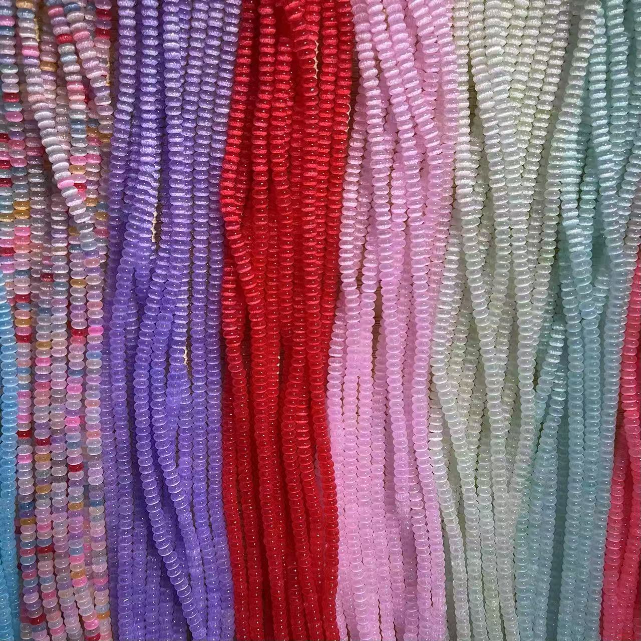 Colorful Dopamine Cat's Eye Abacus Beads, 3x6mm Flat Round Spacer Beads for DIY Jewelry Making, approx. 120pcs/strand
