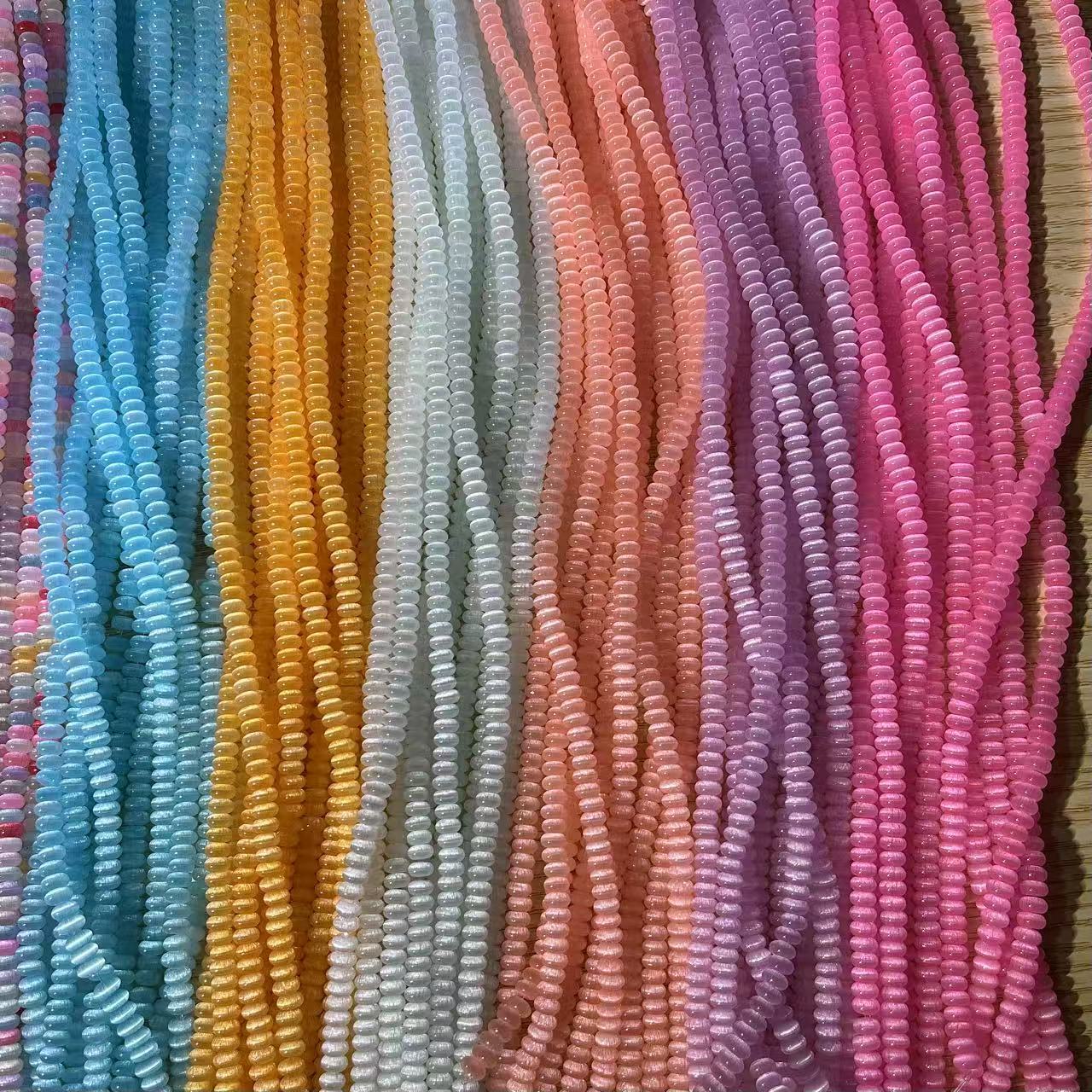 Colorful Dopamine Cat's Eye Abacus Beads, 3x6mm Flat Round Spacer Beads for DIY Jewelry Making, approx. 120pcs/strand
