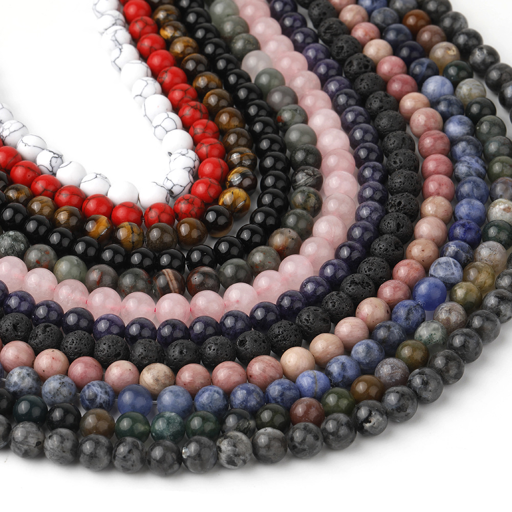 Wholesale Natural Stone Beads, Mixed Gemstone Round Loose Beads, Spacer Beads for DIY Bracelet Necklace Jewelry Making, 4/6/8/10mm