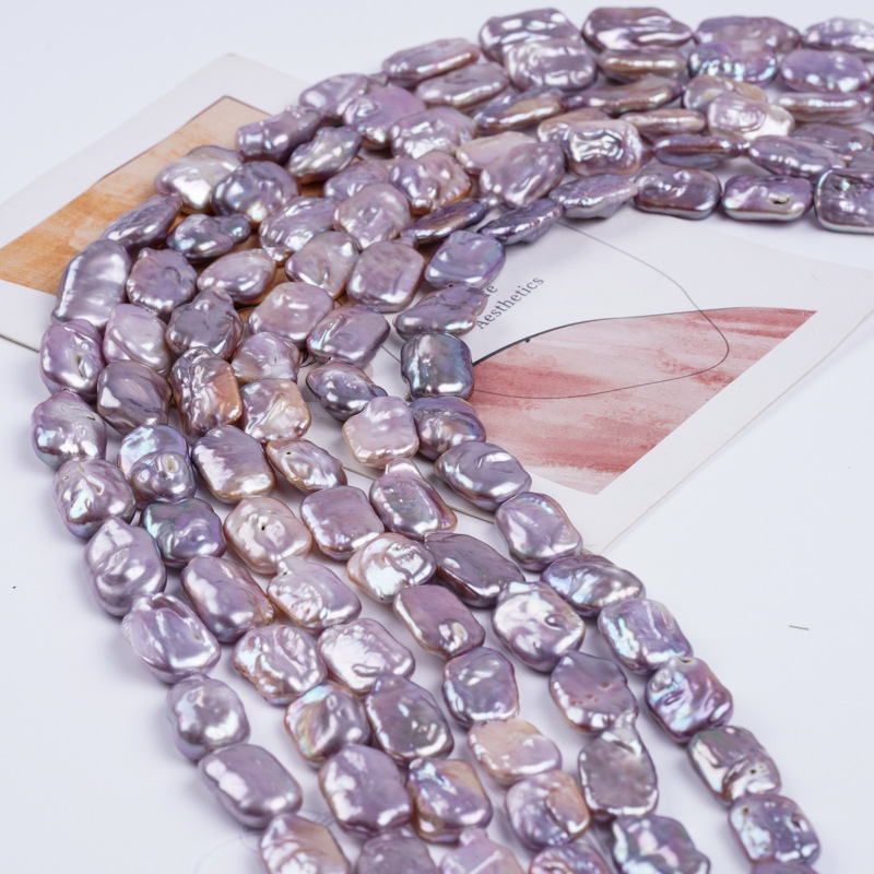 Cultured Freshwater Pearls Purple Baroque Pearl Beads, 11-14mm Irregular Rectangle Freshwater Pearls, Loose Pearl Beads Strand for DIY Jewelry Making, 38cm