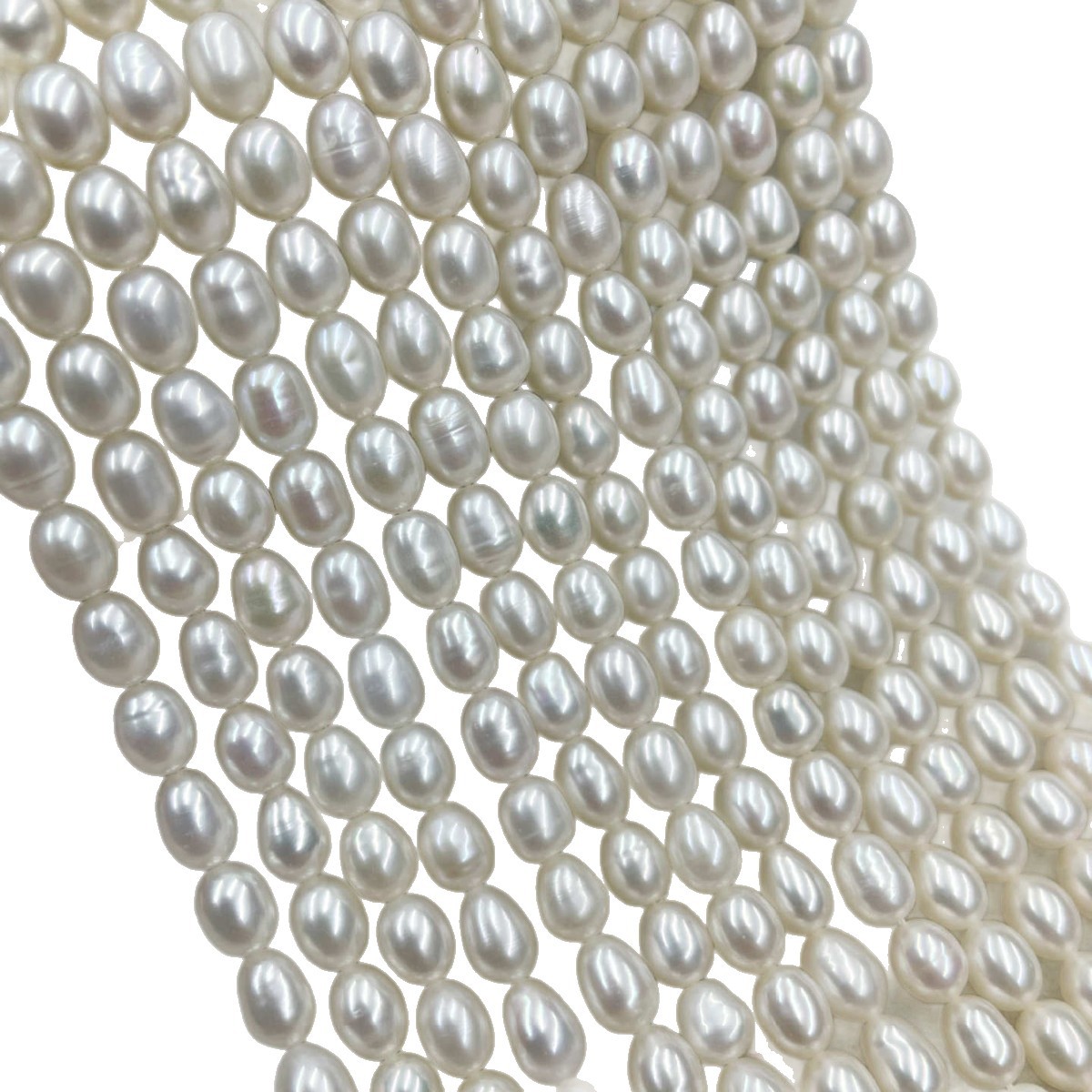 4A Grade Natural Freshwater Rice Pearl Beads, 3-6mm White Oval Loose Pearls Strand for DIY Jewelry Making, 39cm