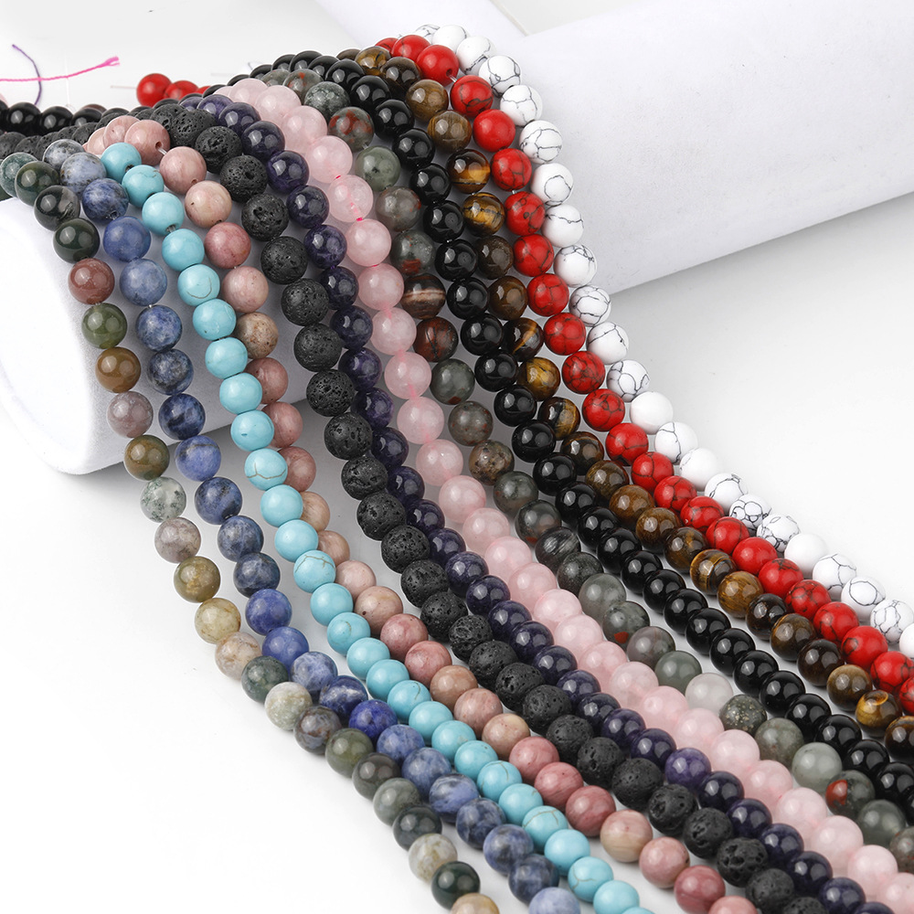 Wholesale Natural Stone Beads, Mixed Gemstone Round Loose Beads, Spacer Beads for DIY Bracelet Necklace Jewelry Making, 4/6/8/10mm