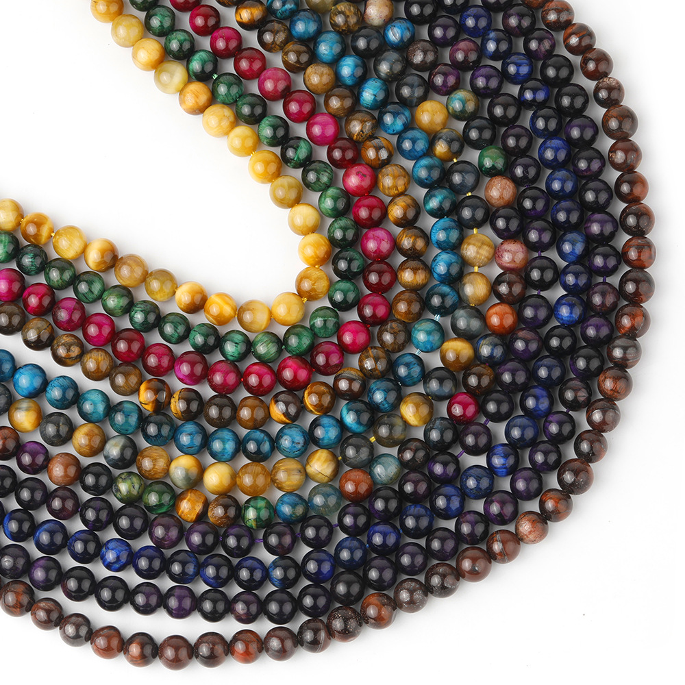 Wholesale Tiger's Eye Beads, Natural Colorful Tiger Eye Round Loose Beads, Spacer Beads for DIY Bracelet Necklace Jewelry Making, 4/6/8/10mm