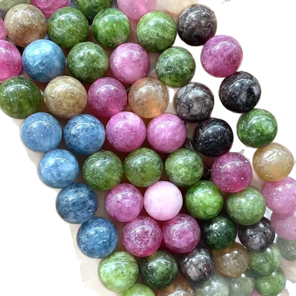Wholesale Multicolor Tourmaline Agate Round Beads, Natural Loose Gemstone Spacer Beads for DIY Bracelet Necklace Jewelry Making, 4/6/8/10mm