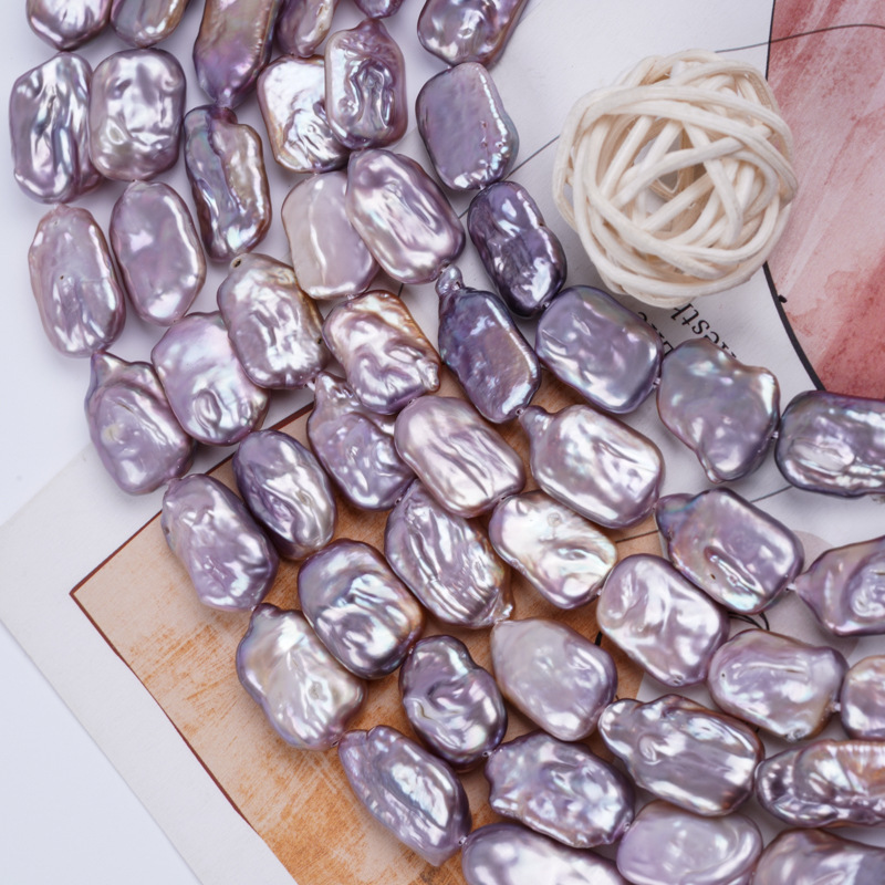 Cultured Freshwater Pearls Purple Baroque Pearl Beads, 11-14mm Irregular Rectangle Freshwater Pearls, Loose Pearl Beads Strand for DIY Jewelry Making, 38cm