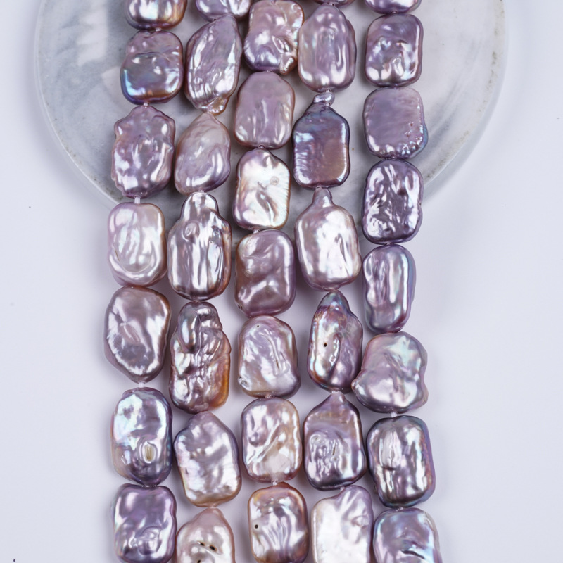 Cultured Freshwater Pearls Purple Baroque Pearl Beads, 11-14mm Irregular Rectangle Freshwater Pearls, Loose Pearl Beads Strand for DIY Jewelry Making, 38cm