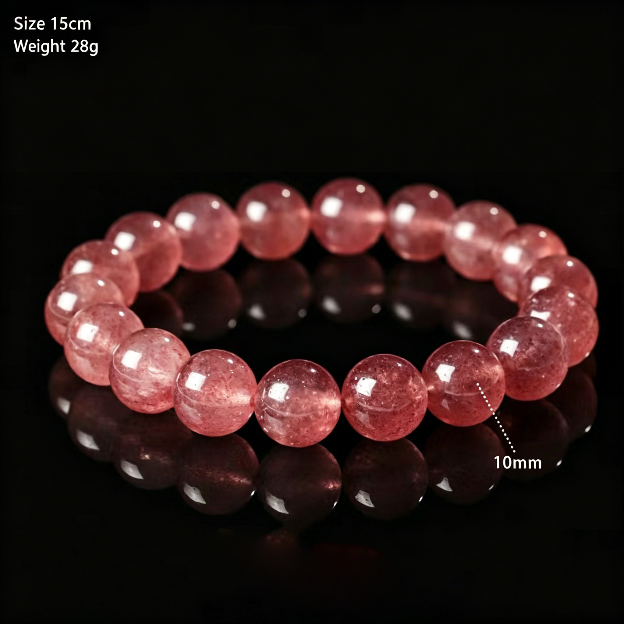 Finished Strawberry Quartz Bracelet