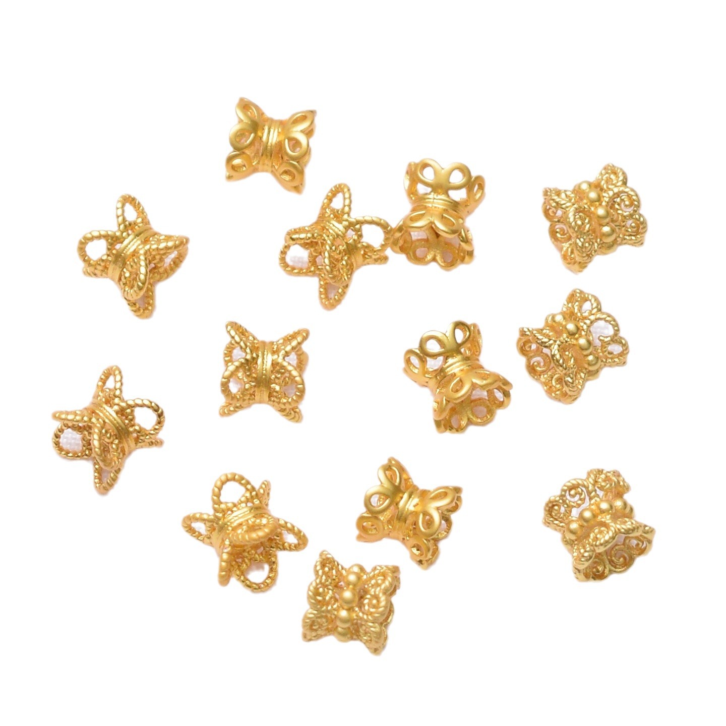 Wholesale Anti-Tarnish Ancient Gold 6mm Hollow Petal Flower Bead Caps Spacers, Pack of 10 DIY Bracelet Jewelry Making Accessories