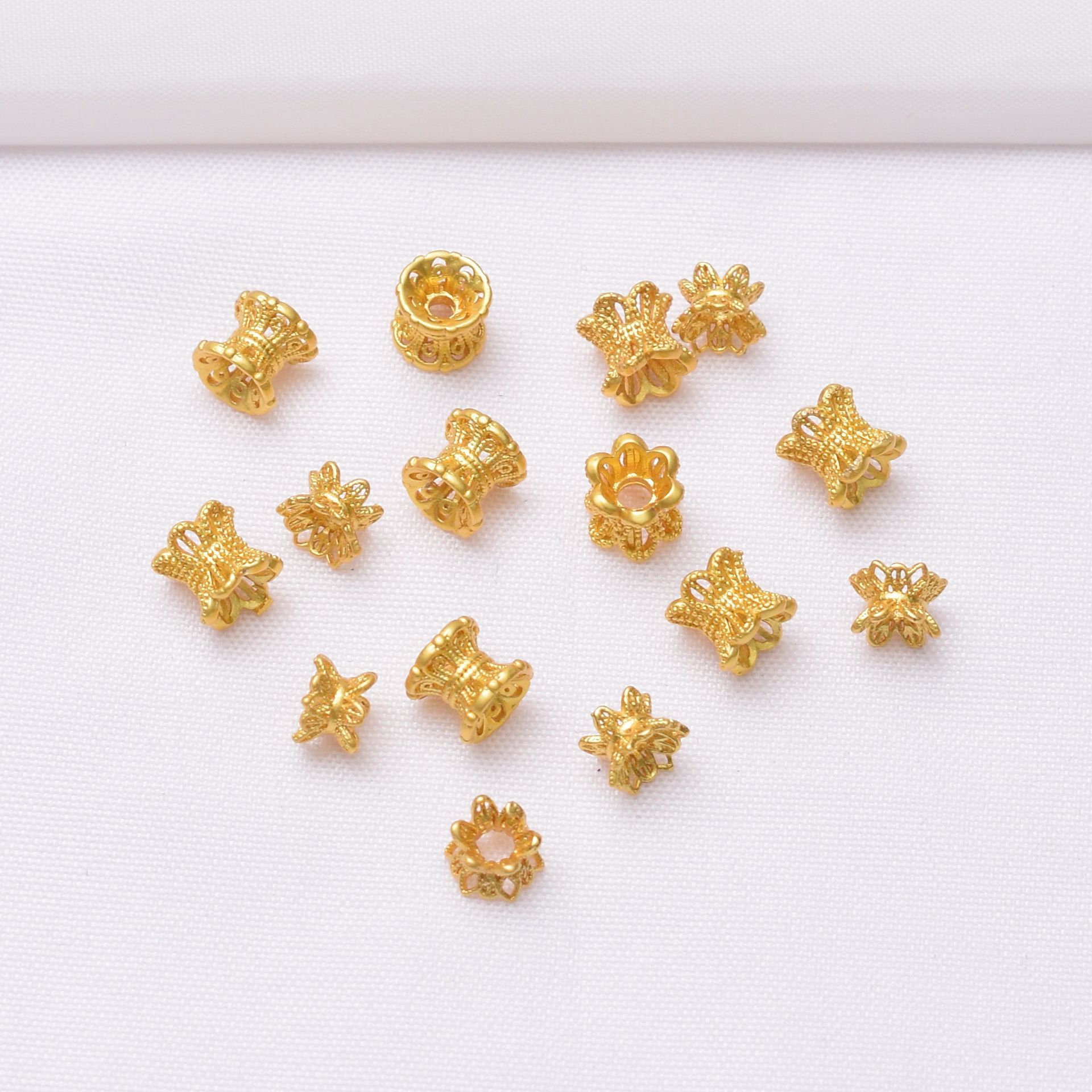 Wholesale Anti-Tarnish Ancient Gold 6mm Hollow Petal Flower Bead Caps Spacers, Pack of 10 DIY Bracelet Jewelry Making Accessories