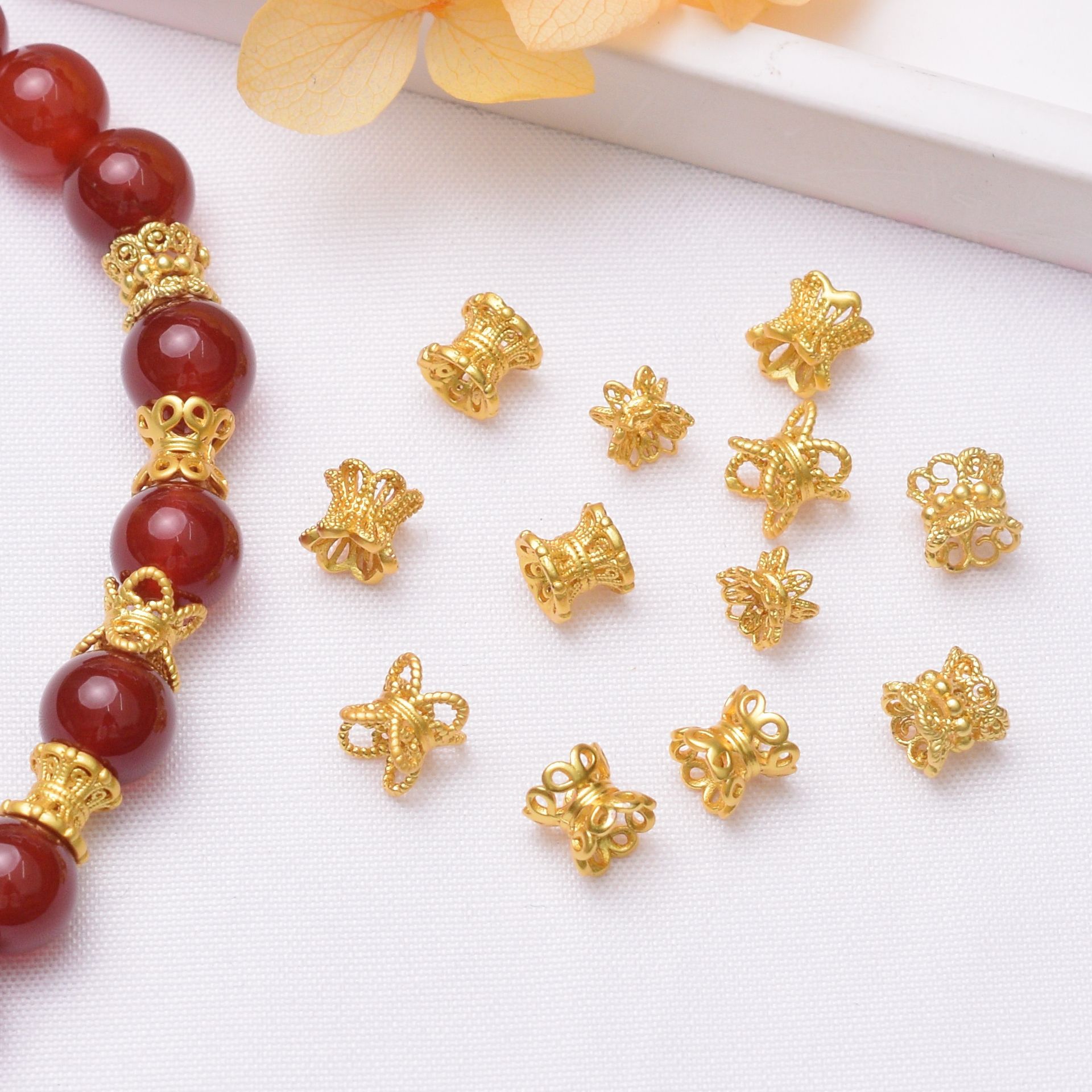 Wholesale Anti-Tarnish Ancient Gold 6mm Hollow Petal Flower Bead Caps Spacers, Pack of 10 DIY Bracelet Jewelry Making Accessories