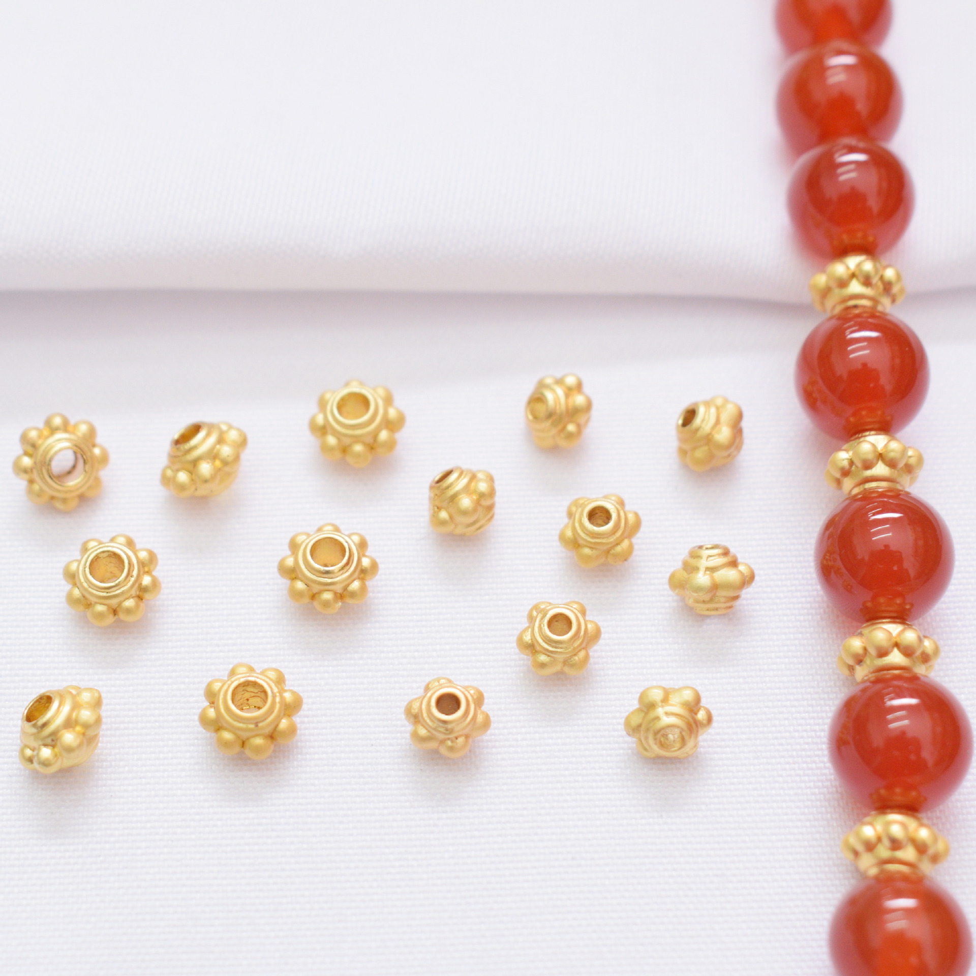 Wholesale Anti-Tarnish Ancient Sand Gold Lantern Spacer Beads, 2 Sizes Multi-Bead Outline Round Loose Spacers Pack of 100 for DIY Bracelet Necklace Braided Cord Jewelry Making Findings