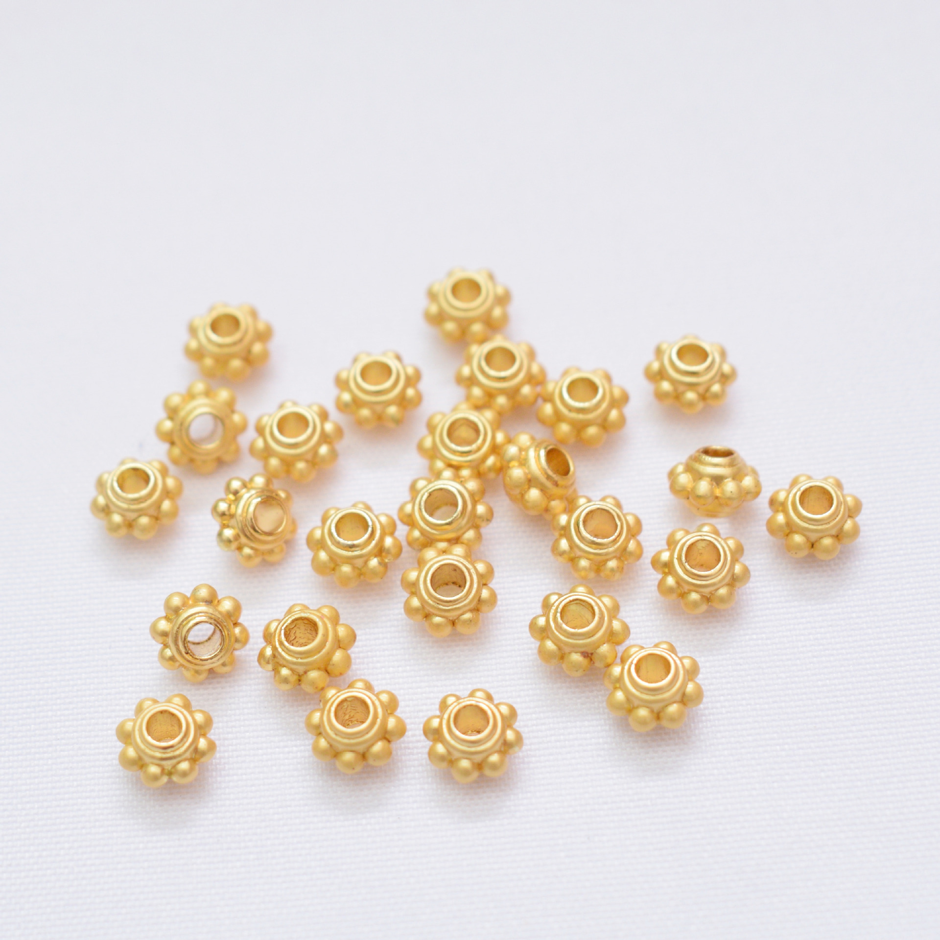 Wholesale Anti-Tarnish Ancient Sand Gold Lantern Spacer Beads, 2 Sizes Multi-Bead Outline Round Loose Spacers Pack of 100 for DIY Bracelet Necklace Braided Cord Jewelry Making Findings