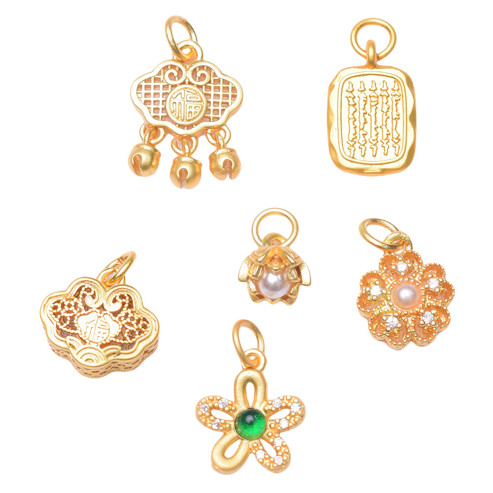 Wholesale Anti-Tarnish Ancient Gold Enamel Dragon Charms, 15 Styles Zodiac Dragon/Ping An Lock/Lotus Tassel Drop Pendants Pack of 10 for DIY Bracelet Necklace Jewelry Making Findings