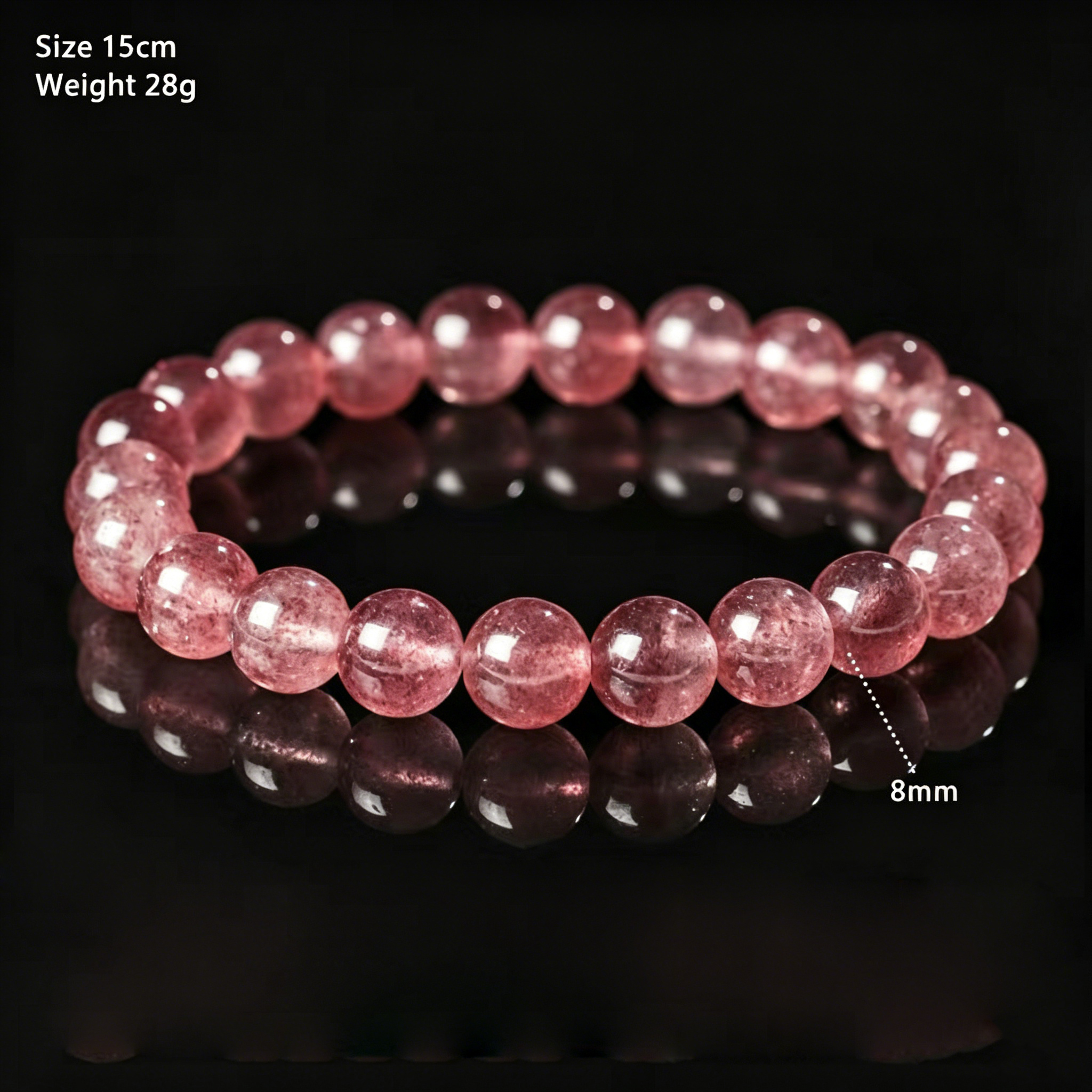 Finished Strawberry Quartz Bracelet