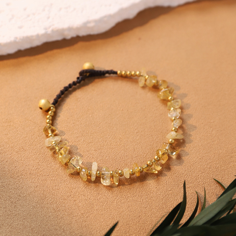 Handmade Braided Natural Crystal Chip Bracelet, Irregular Amethyst Aquamarine Gemstone Adjustable Beaded Bracelets, Stackable Boho Bracelets for Women Men Gift
