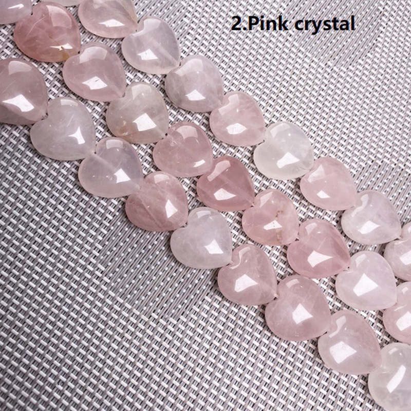 Wholesale Mixed Natural Stone Heart Beads, 16mm Love Shaped Crystal Beads, Loose Gemstone Charms for DIY Bracelet Necklace Jewelry Making