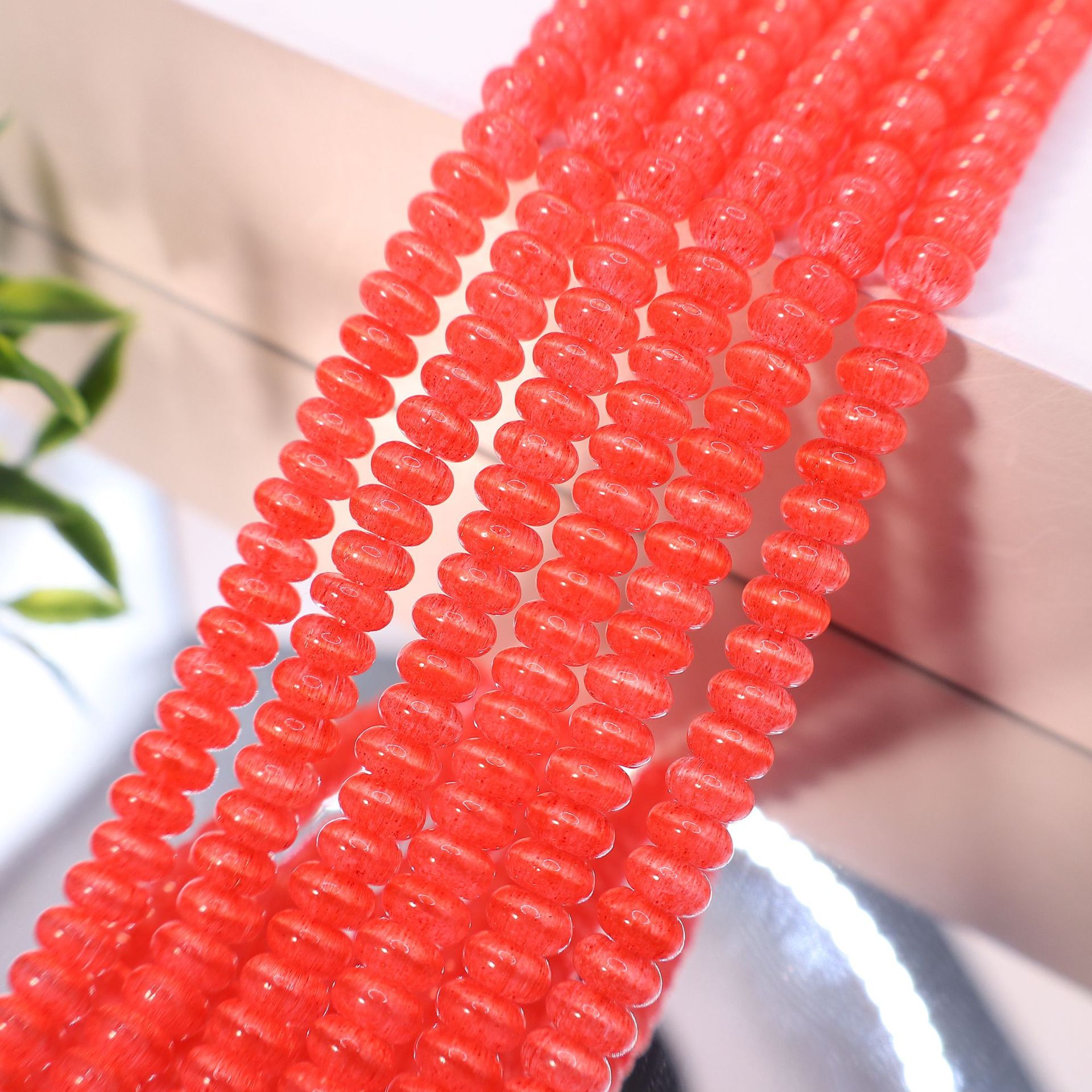 Colorful Dopamine Cat's Eye Abacus Beads, 3x6mm Flat Round Spacer Beads for DIY Jewelry Making, approx. 120pcs/strand