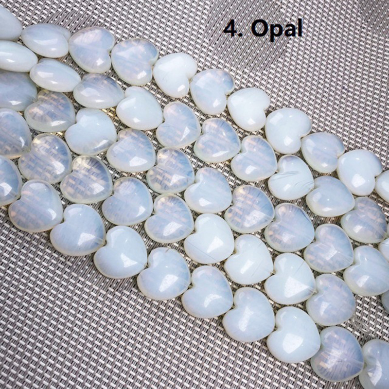 Wholesale Mixed Natural Stone Heart Beads, 16mm Love Shaped Crystal Beads, Loose Gemstone Charms for DIY Bracelet Necklace Jewelry Making