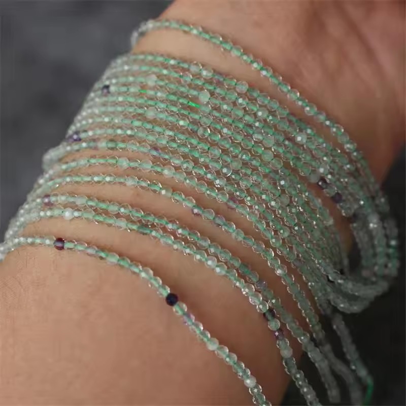 Wholesale Faceted Natural Gemstone Beads, Cut Crystal Loose Beads, Aquamarine Tourmaline Agate Spacer Beads for DIY Bracelet Necklace Jewelry Making, 2/3/4mm