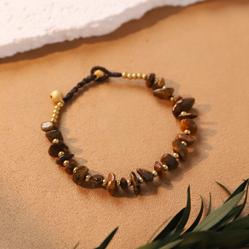 Handmade Braided Natural Crystal Chip Bracelet, Irregular Amethyst Aquamarine Gemstone Adjustable Beaded Bracelets, Stackable Boho Bracelets for Women Men Gift