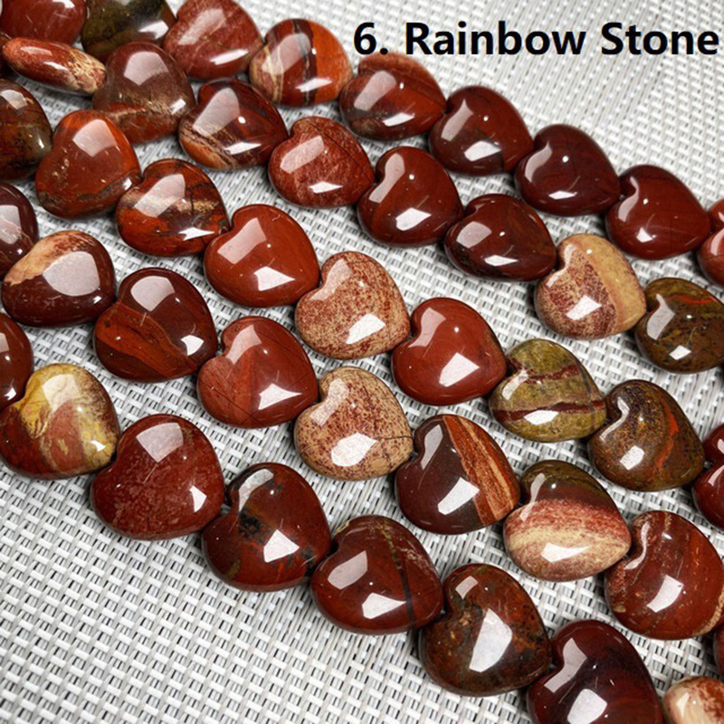 Wholesale Mixed Natural Stone Heart Beads, 16mm Love Shaped Crystal Beads, Loose Gemstone Charms for DIY Bracelet Necklace Jewelry Making