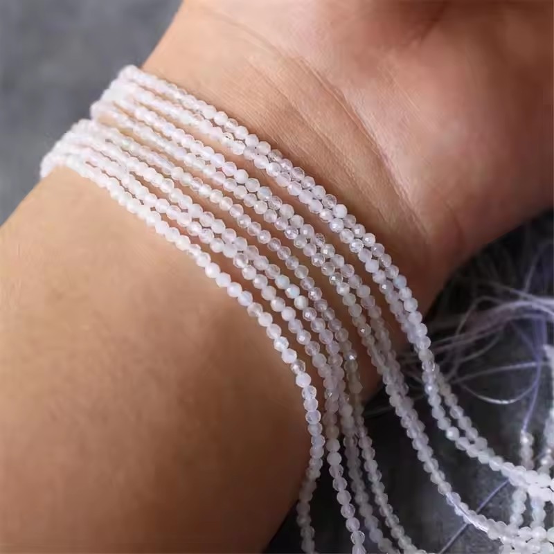 Wholesale Faceted Natural Gemstone Beads, Cut Crystal Loose Beads, Aquamarine Tourmaline Agate Spacer Beads for DIY Bracelet Necklace Jewelry Making, 2/3/4mm