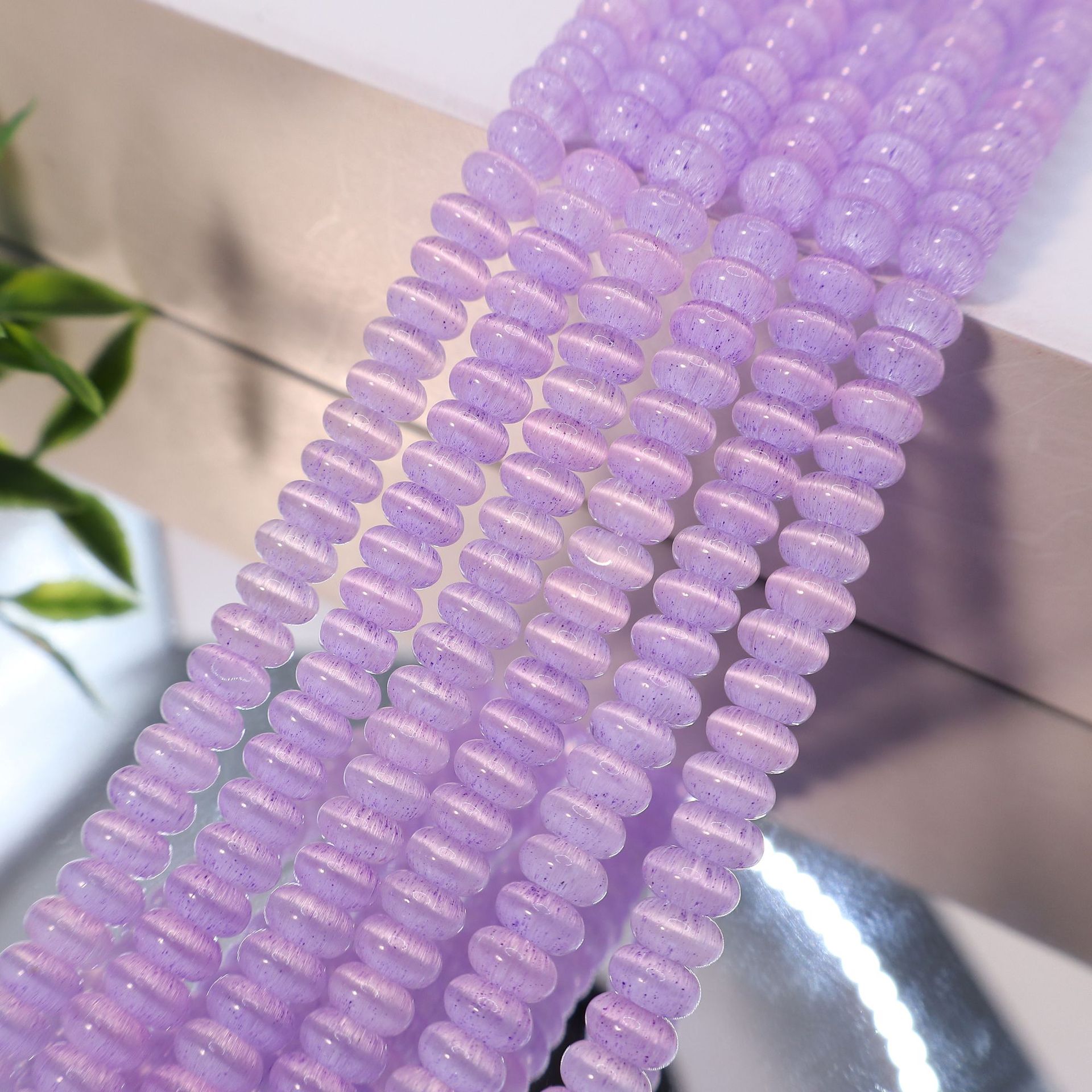 Colorful Dopamine Cat's Eye Abacus Beads, 3x6mm Flat Round Spacer Beads for DIY Jewelry Making, approx. 120pcs/strand