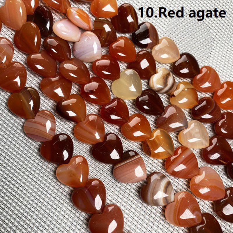 Wholesale Mixed Natural Stone Heart Beads, 16mm Love Shaped Crystal Beads, Loose Gemstone Charms for DIY Bracelet Necklace Jewelry Making