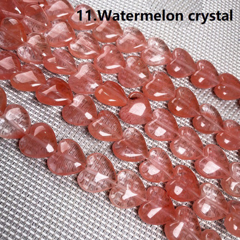 Wholesale Mixed Natural Stone Heart Beads, 16mm Love Shaped Crystal Beads, Loose Gemstone Charms for DIY Bracelet Necklace Jewelry Making