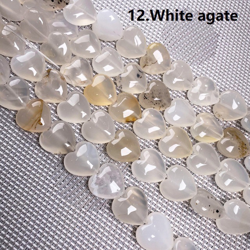 Wholesale Mixed Natural Stone Heart Beads, 16mm Love Shaped Crystal Beads, Loose Gemstone Charms for DIY Bracelet Necklace Jewelry Making