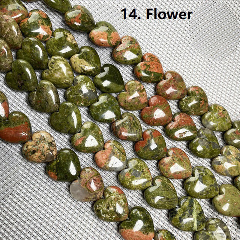 Wholesale Mixed Natural Stone Heart Beads, 16mm Love Shaped Crystal Beads, Loose Gemstone Charms for DIY Bracelet Necklace Jewelry Making