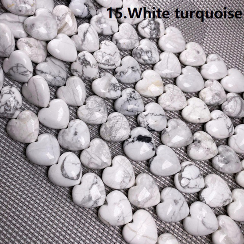 Wholesale Mixed Natural Stone Heart Beads, 16mm Love Shaped Crystal Beads, Loose Gemstone Charms for DIY Bracelet Necklace Jewelry Making