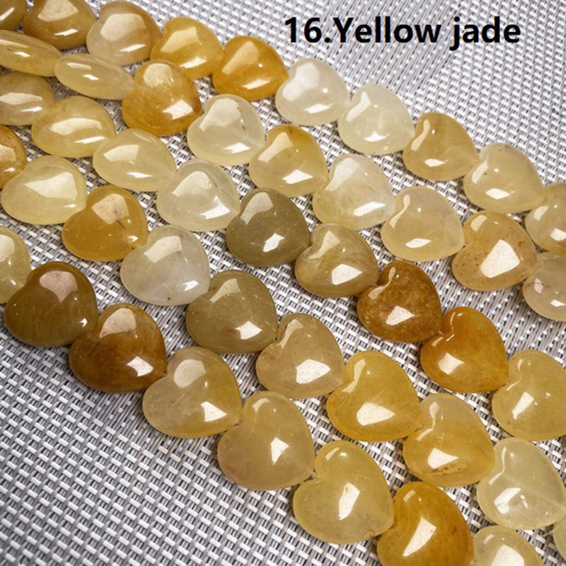 Wholesale Mixed Natural Stone Heart Beads, 16mm Love Shaped Crystal Beads, Loose Gemstone Charms for DIY Bracelet Necklace Jewelry Making