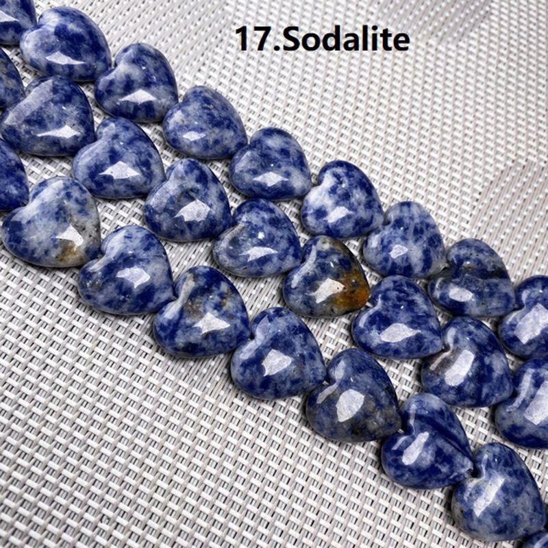 Wholesale Mixed Natural Stone Heart Beads, 16mm Love Shaped Crystal Beads, Loose Gemstone Charms for DIY Bracelet Necklace Jewelry Making