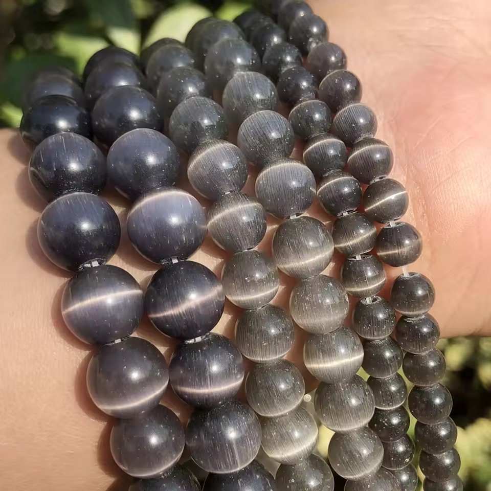 Factory Direct Sales  Cat's Eye Round Beads, Loose Spacer Beads for DIY Bracelet Necklace Jewelry Making, 4/6/8/10mm Sizes Available